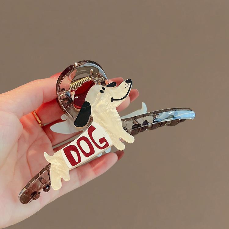 Adorable Large Puppy Claw Hair Clip for Women - 2024 Transparent Grey Shark Clip with Advanced Sense and Stylish Temperament.