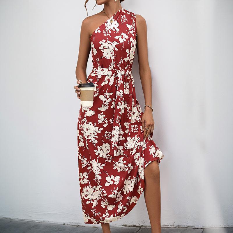 

Новое летнее повседневное отпускное элегантное темпераментное платье без рукавов с цветочным принтом на плечах XL