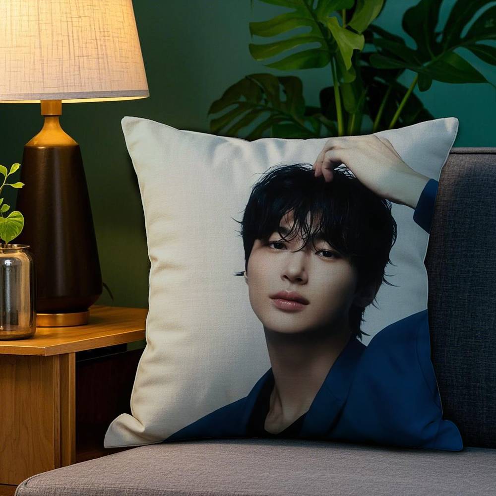 B-Byeon Woo-seok Korea Pillow Case Plush Fabric Soft Double Sided Print Sofa Cushion Cover Throw Pillow Covers