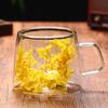 High Appearance Double Layer Petal Quicksand Glass Cup with Real Dried Flowers