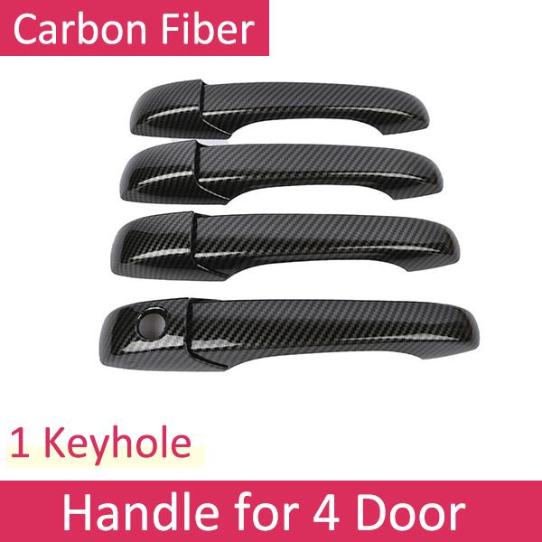 For Jeep Grand Cherokee WK2 WK 2011~ Carbon Fiber Door Handle Cover Trim Set Catch Protective Stickers Exterior Accessories