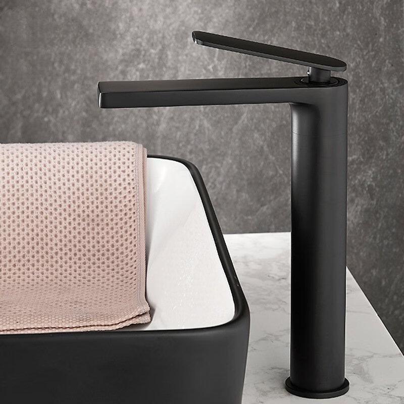 Tall Black Bathroom Basin Mixer Faucet