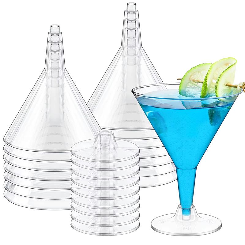 10 Pcs Plastic Martini Cups Transparent Cocktail Dessert Unbreakable Mini Cups For Wedding Party Bowl Wine Ice Cream