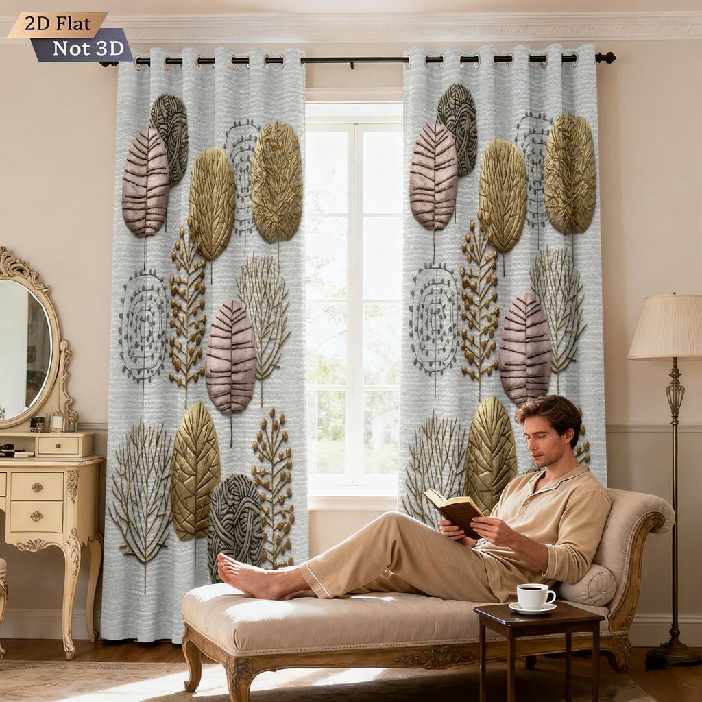 2pcs forest printed blackout curtains in multiple sizes for living room insulation and holiday decoration   easy to install