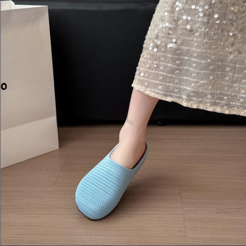 Fashion 2025 Summer Women Comfortable Casual Slip On House Slippers  Hollow Out Backless Casual Loafers Walking Knit Shoes