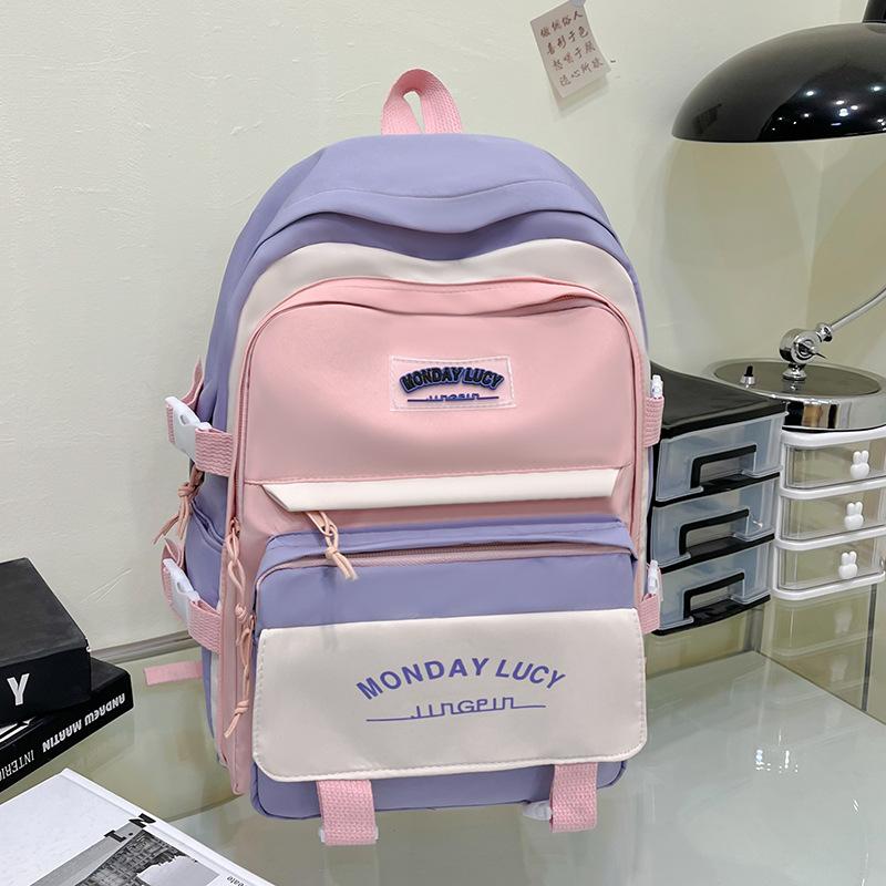

School bag 2025 new backpack high school student junior high school student school bag trend versatile backpack фиолетовый