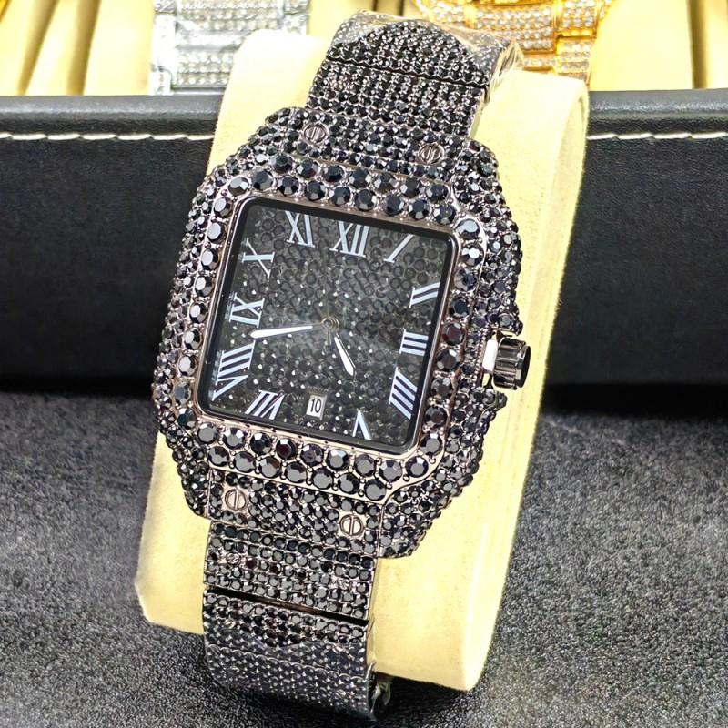 Hip Hop Full Quartz Wristwatch Men Couple Waterproof Calendar Business Style