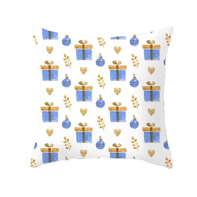 Christmas Peach Skin Pillow Cover Nordic Sofa Cushion Cover Cartoon Print Pillow Cover