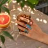 Open Design Drip Oil Rings Fish Shaped Rings Marine Creature Rings Enamel Band Rings  For Women