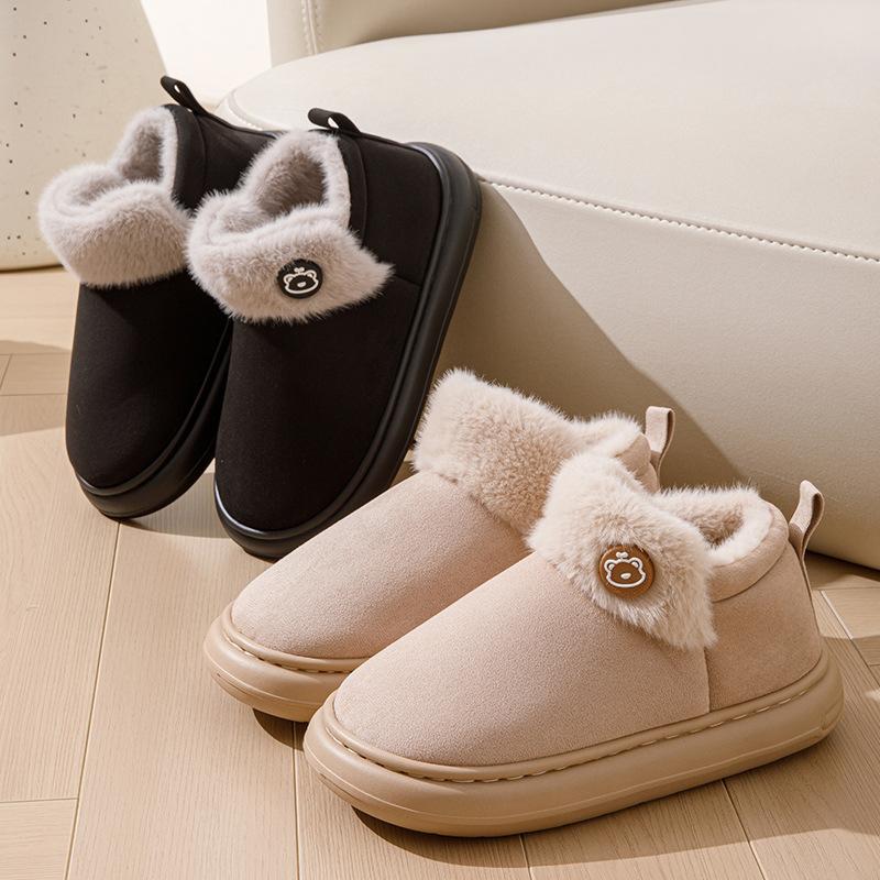 Thick-soled waterproof cotton slippers winter 2025 new indoor home use velvet warm and non-slip cotton shoes