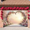 Wedding Banner Curved Structure Rose Heart Banner Love Theme Display Heart-shaped Frame Floral Love Banner For Bridal Shower