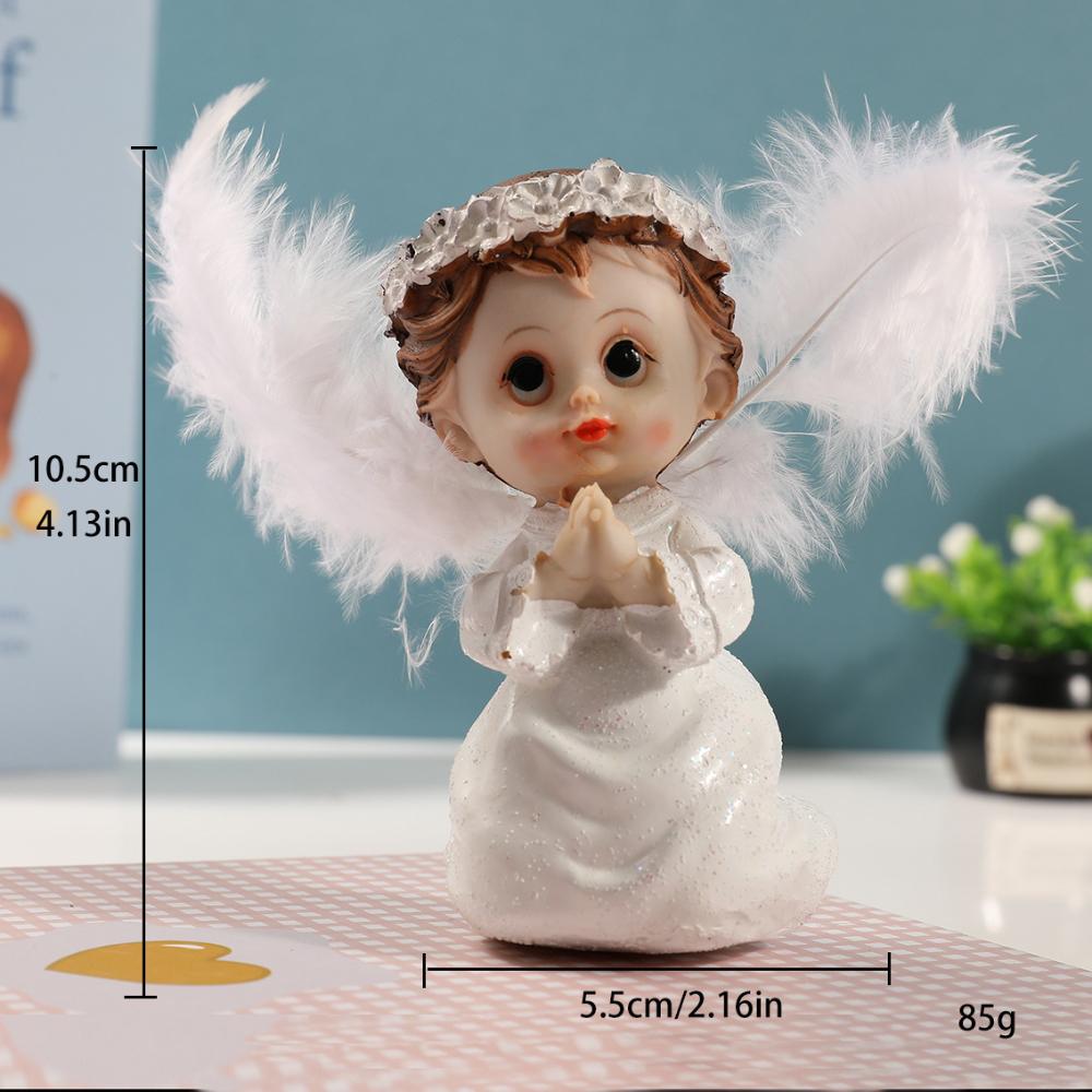 Pair of Cute Little Angel Resin Ornaments Wedding Birthday Decorations Handicraft Gifts for Home Bedroom Decoration