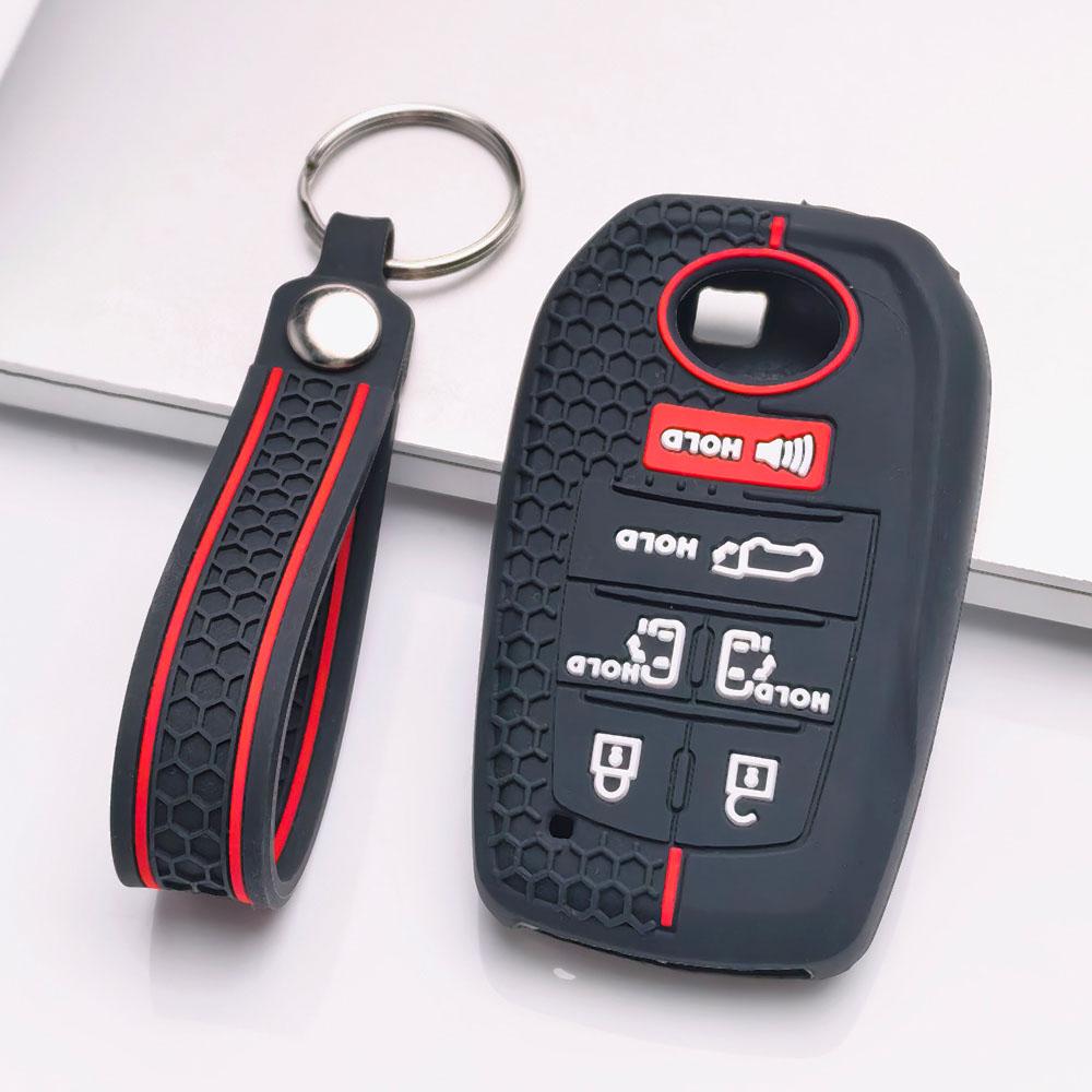 Premium Honeycomb Silicone Smart Key Cover Keychain Fit Toyota Sienna Highlander Venza Grand Highlander Anti-Scratch Guard Shockproof