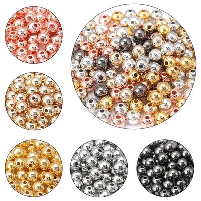 3 4 6 7 Mm 50-500pcs Gold Color CCB Ball Beads Round Loose Bead For Making DIY Bracelet Necklace Wedding Jewelry