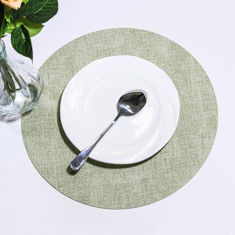 Round PU Leather Placemats Dual-Sided Non-Slip Heat-Resistant Table Mats Home Hotels Dining