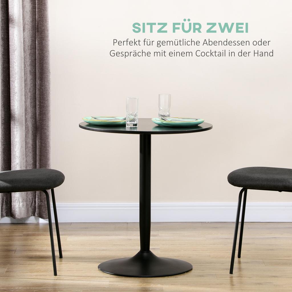 Mesa de Comedor Minimalista para Dos Personas 75H x diámetro 70cm - Negra