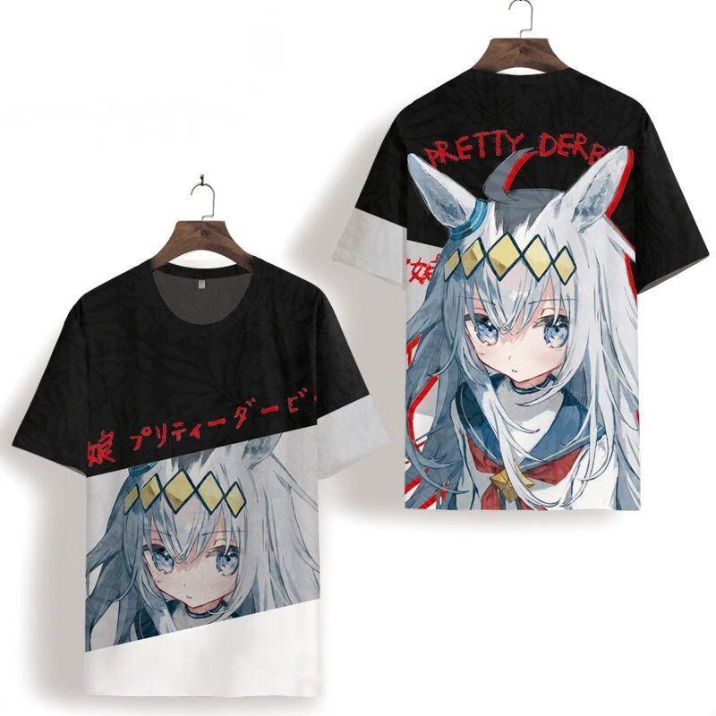 Umamusume Rice Shower Japońska Gra Cosplay Koszulka Popularna z Nadrukiem 3D Koszulka Letnia Męska Damska Harajuku Krótki Rękaw Topy Cosplay