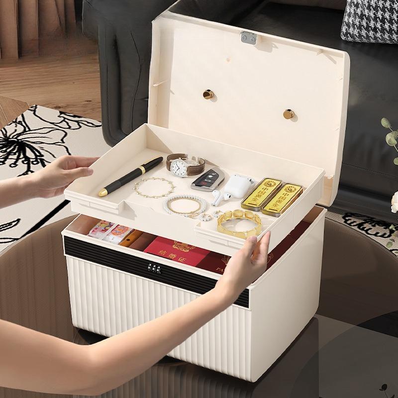 Tragbare Passwortbox mit Schloss für Reisepass-Zertifikat, 2 Fächer, abschließbar, Safe-Box, Aufbewahrungsbox mit großem Fassungsvermögen, Zuhause, Büro