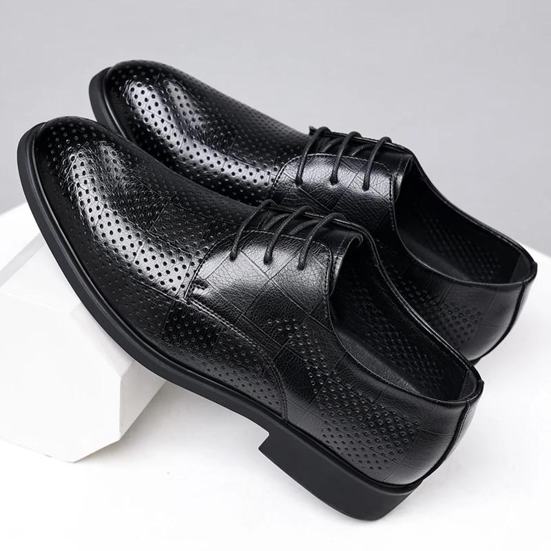 Leather Shoes for Men Business Dress Shoes Summer British Business Leisure Formal Attire Elevated Wedding Party Men Shoes