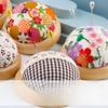 Rural Style Wooden Base Round Cute Cushions Pincushions Pin Cushion Pincushion Holder Needle Holders Pin Holders for DIY Craft