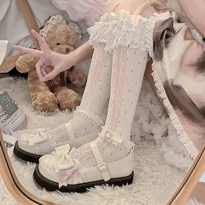 Hollow Calf Socks Sweet Girl Japanese Style Lace Ruffle Knee High Socks Summer Thin