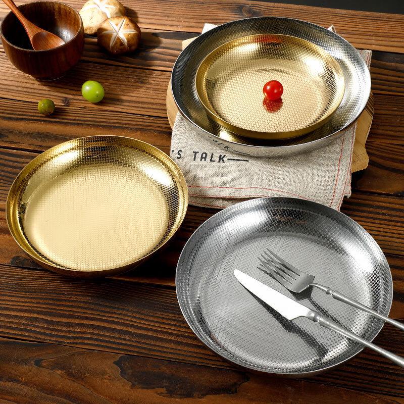 Hanlu Japanese Gold Stainless Steel Dinner Plate