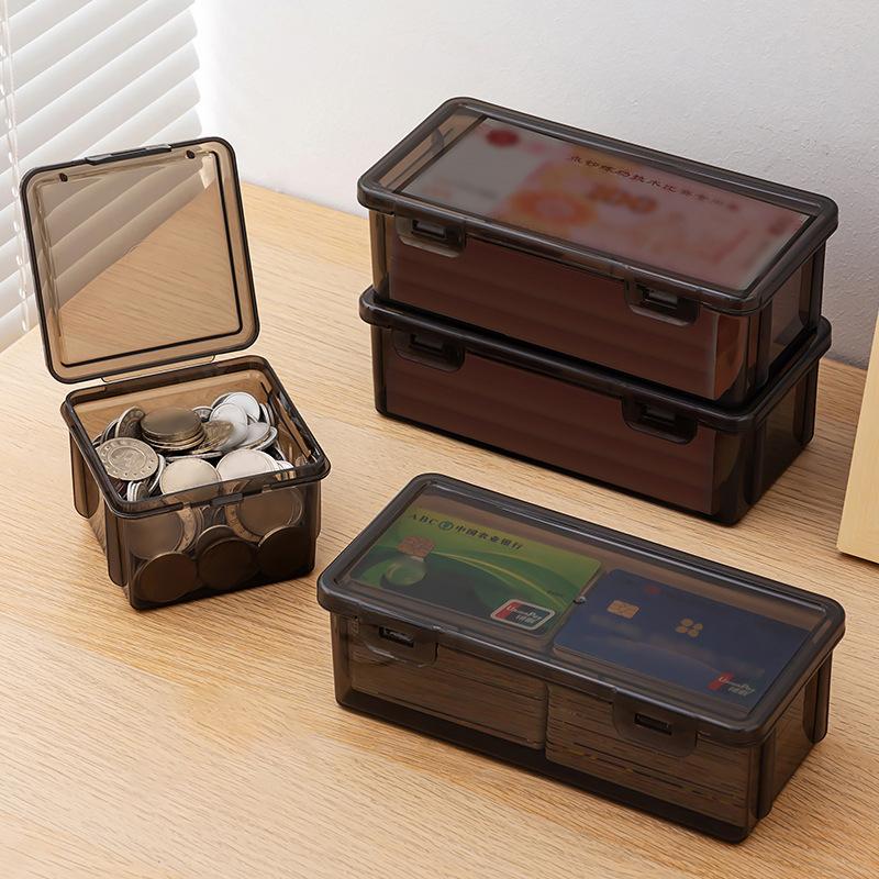 Czarne Przezroczyste Plastikowe Pudełko do Przechowywania z Pokrywką na Długopisy, Ołówki, Markery, Przybory Szkolne i Organizację Biura, Organizer na Biurko