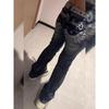RogueWave American Retro Design Wing Embroidery Low Waist Women Jeans Flared Trousers Y2k Fashion Casual Hot Girl Pants
