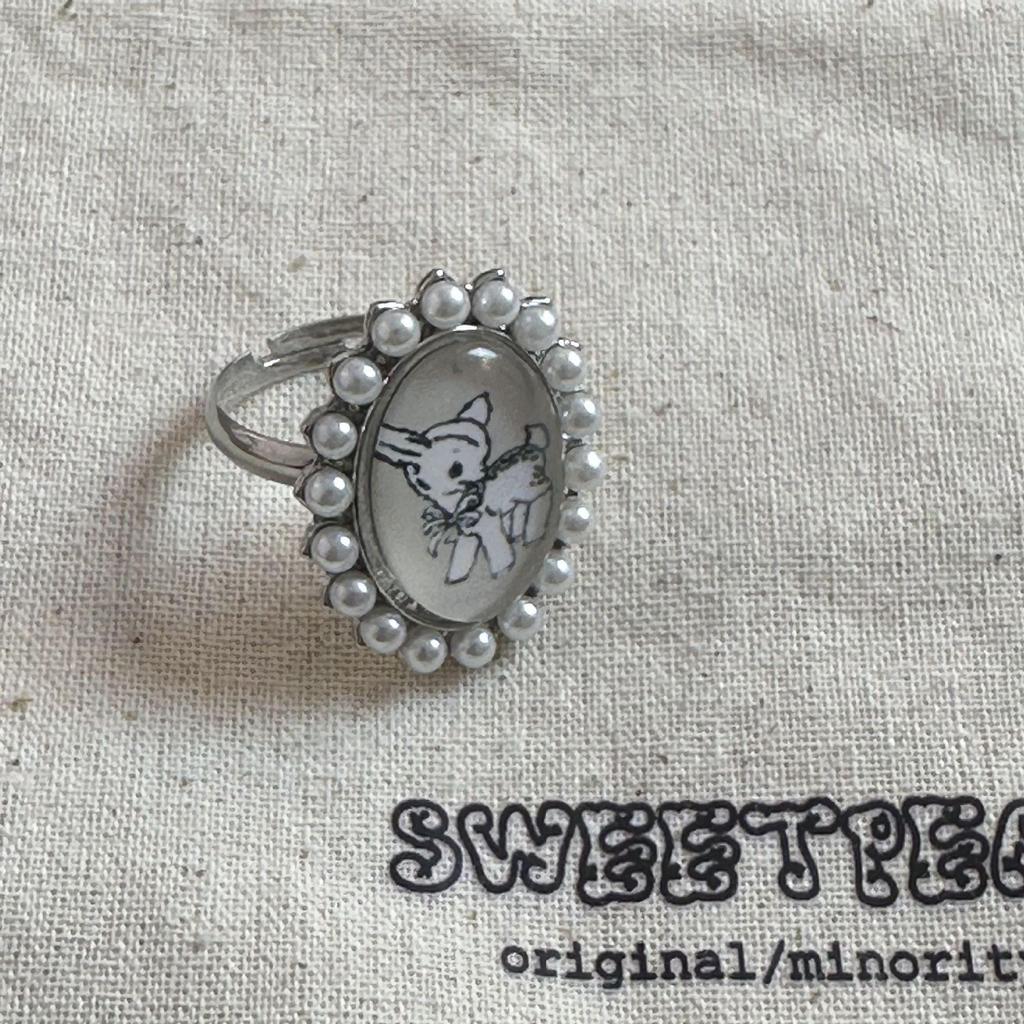 Ouyang Nana Style Korean Retro Pearl Deer Ring - Elegant & Versatile Fashion for Women
