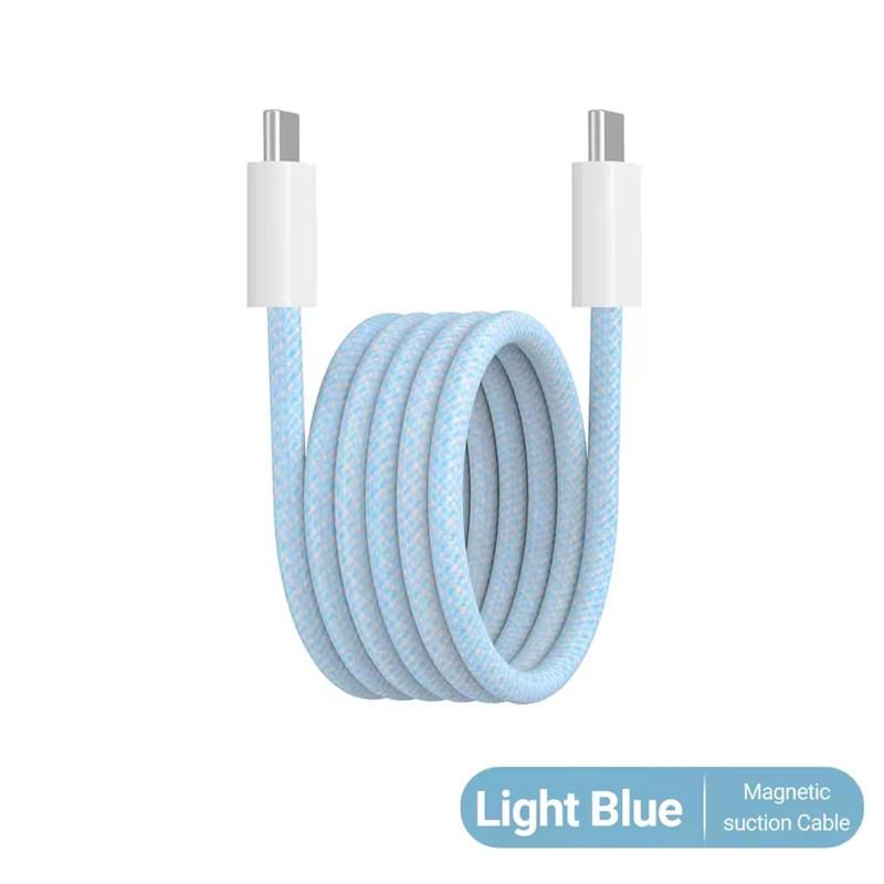 PD 100W Magnetic Suction USB C To USB C Cable 100W PD 3.1 Fast Charging Charger Nylon Braided Wire for iPhone17/16/15 Ipad Xiaomi