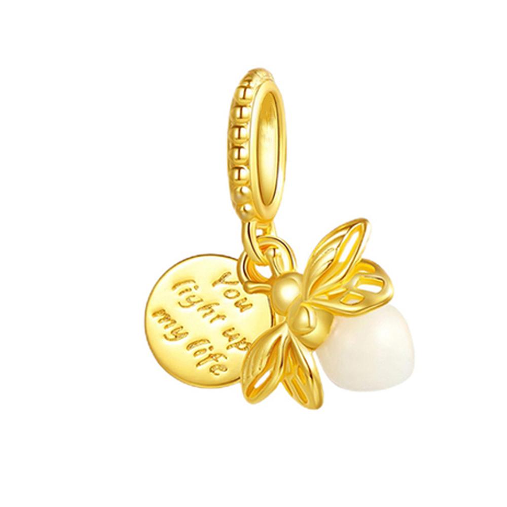 All Glow-in-the-dark Firefly Flower Dangle Charm Pendant Bead Fit Original Charms Silver S925 Plated Bracelet DIY Jewelry