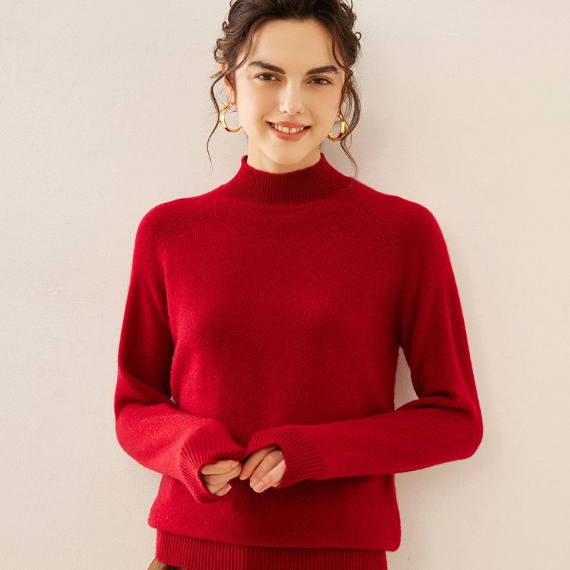 

Женский кашемировый свитер с полувысоким воротником свободного кроя - Коллекция Осень/Зима Large