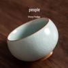 Handmade Ru Kiln Sky Blue Crackle-Glazed Ceramic Teacup for Gongfu Tea