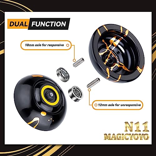 MagicYoYo New Design N11 Alloy Aluminum Professional Yo-yo Unresponsive YoYo Ball (Black With Golden) by MAGICYOYO