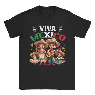 Fashion Viva Mexico Mexican Independence Day Boys Girls T-Shirt T-Shirts Men Round Collar T Shirt  Short Sleeve Tee Shirt Tops