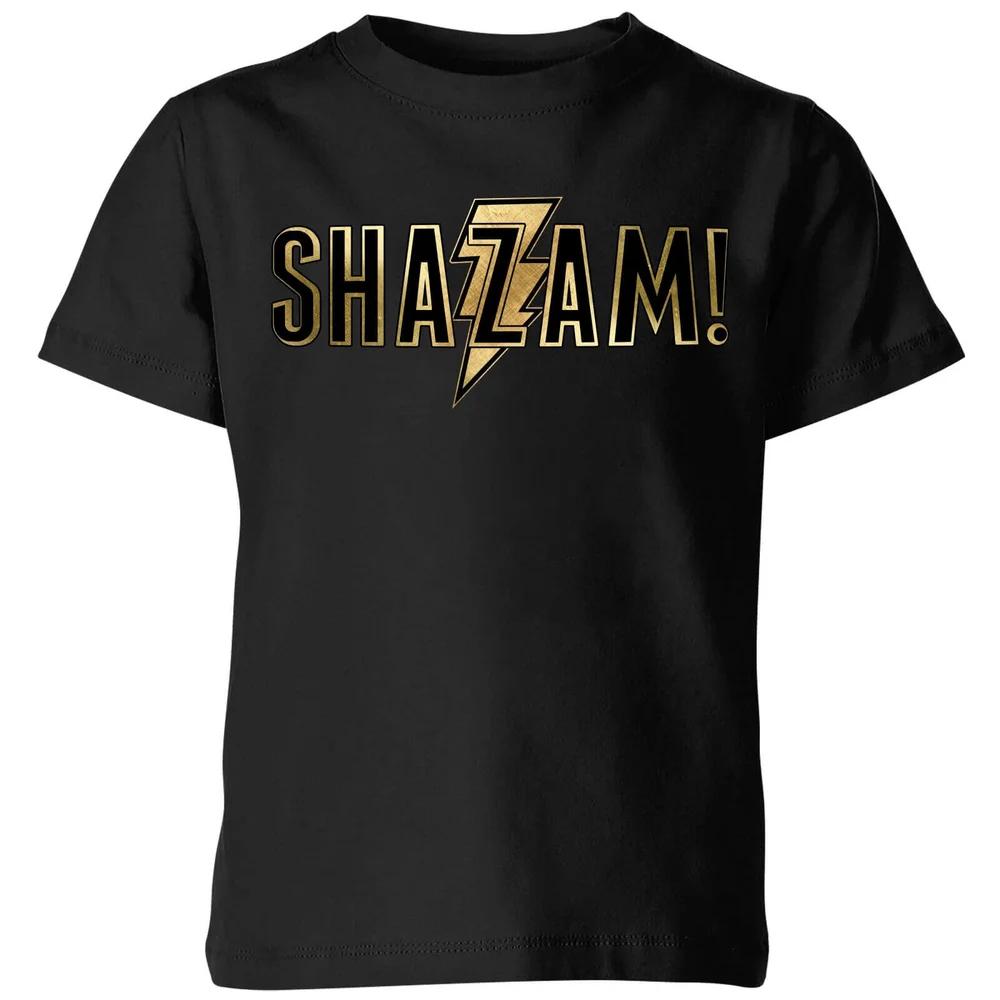 Shazam Gold Logo Kids  T-Shirt - Black - 3-4 Years 140