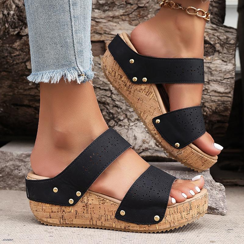Women's Summer Wedge Heel Sandals Fashion Slip On Chunky Platform Slippers Woman Anti Slip Thick Sole Beach Sandalias Mujer 2025