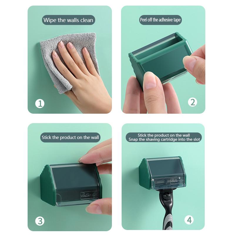 Herren Rasierer Halter Rasierer Halter Aufbewahrung Badezimmerzubehör Plastikfrei Stanzhaken Wand Saugfuß Bürsten Klingenhalter