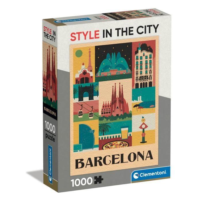 Puzzle 1000 pièces - CLEMENTONI - Style in the City - Barcelone - Voyage et cartes - Fabriqué en Italie