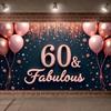 60th Birthday Banner Balloon Decor Fabulous Birthday Background 60th Celebration Banner Glitter Accents For Birthday Photo