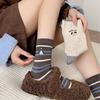 Female Autumn Winter Thickened Warm Cartoon Embroidered Wool Medium Tube Pile Socks