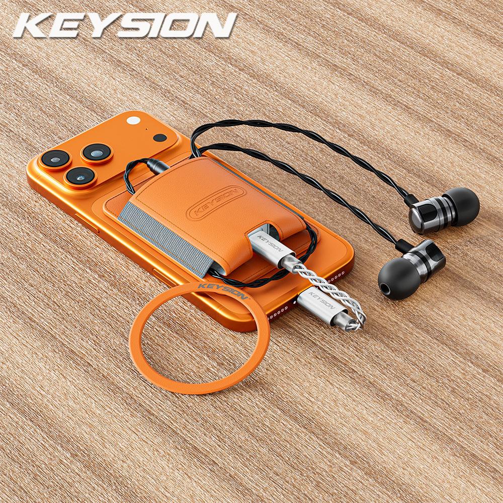 

KEYSION Магнітний тримач для карток Еластичний шкіряний чохол для Magsafe для iPhone 17 16 Підсилювач для навушників ЦАП AMP Чохол-гаманець для телефону