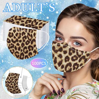 Adult Three-Layer Disposable Dust-Proof Protective Leopard Print Mask