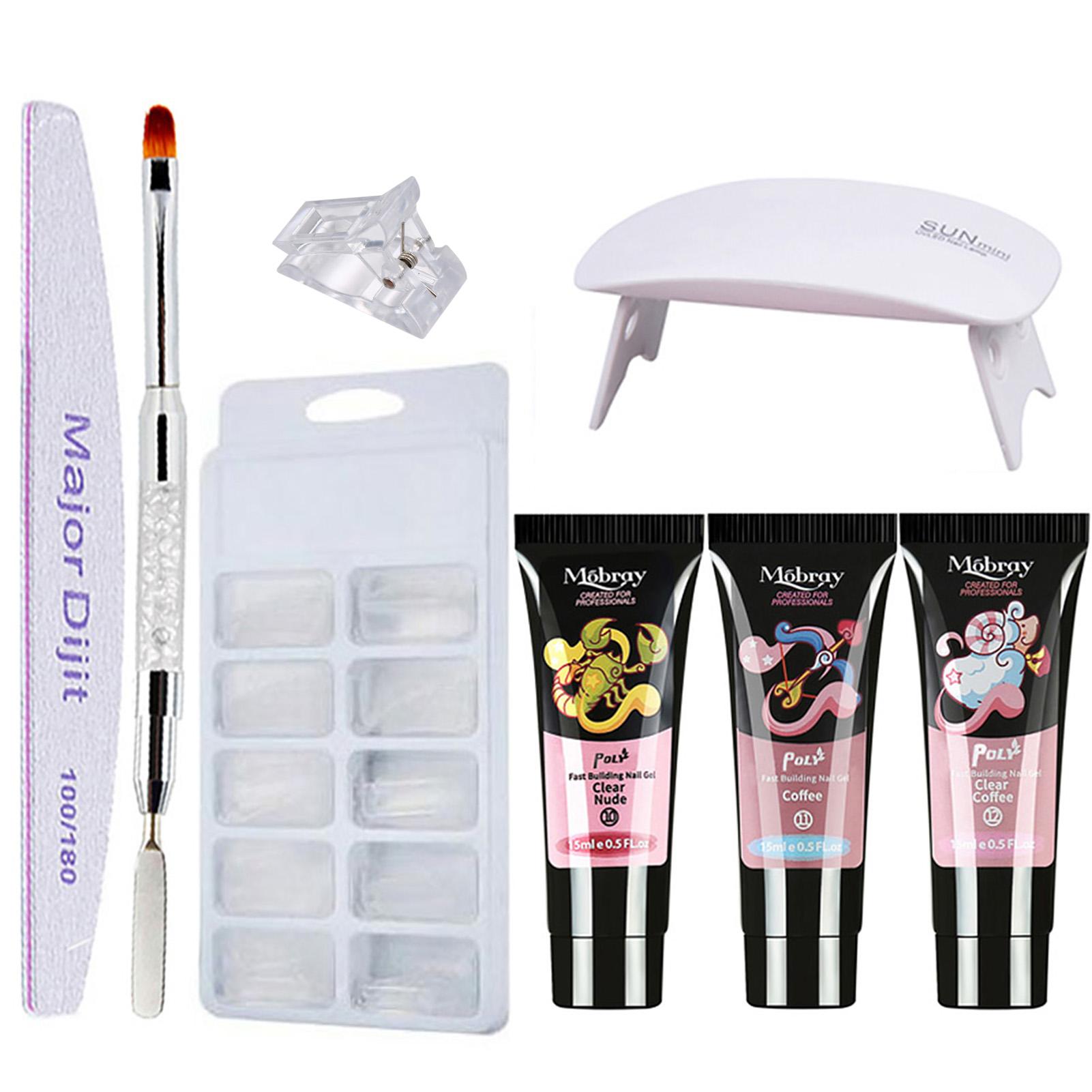 

Клей для ногтей, 3 цвета, быстросохнущие маникюрные инструменты, УФ-лампа для ногтей, формы для ногтей, набор для наращивания ногтей 5