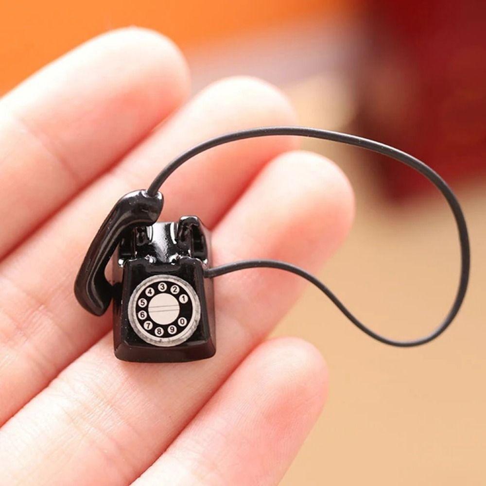 1:12 Doll House Dollhouse Miniature Phone Model Rotary Retro Telephones Model Dollhouse  Kids Gift
