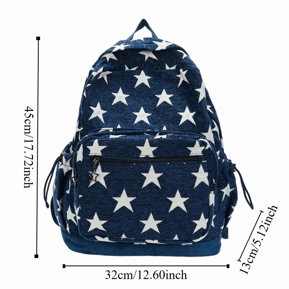 Lightweight Star Printing Backpack Korean Style Students Schoolbag Grey Stripes Backpack Travel