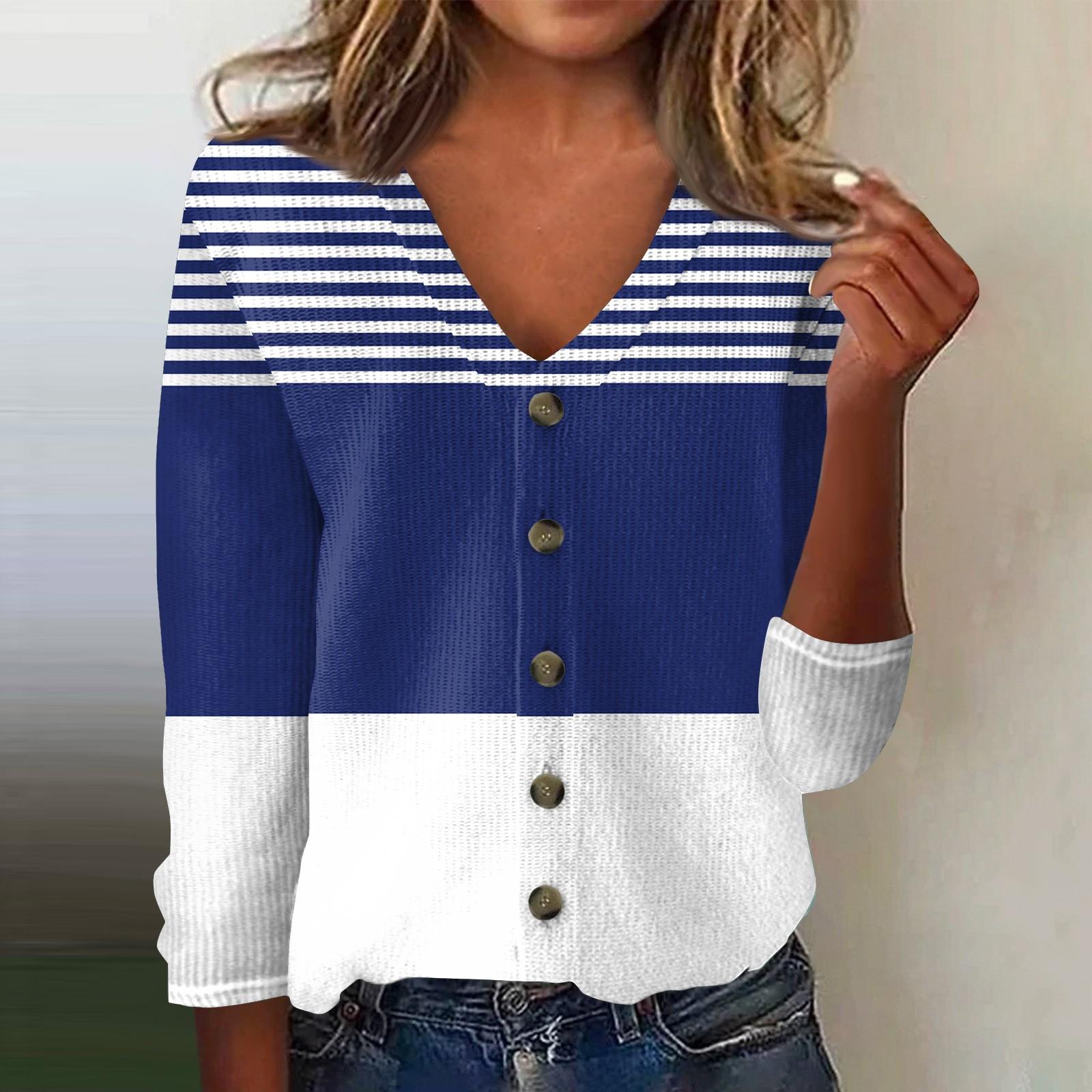 

Женская модная принтованная длинная рукава вязаный кардиган куртка на пуговицах XXXXXL синий