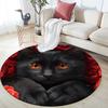 Ronde Vloerkleed met Bombay Kat en Rozen Patroon, Tapijt voor Woonkamer Slaapkamer Speelkamer, Antislip Vloermat, Feestdagen Geschenken en Verjaardagsgeschenken.