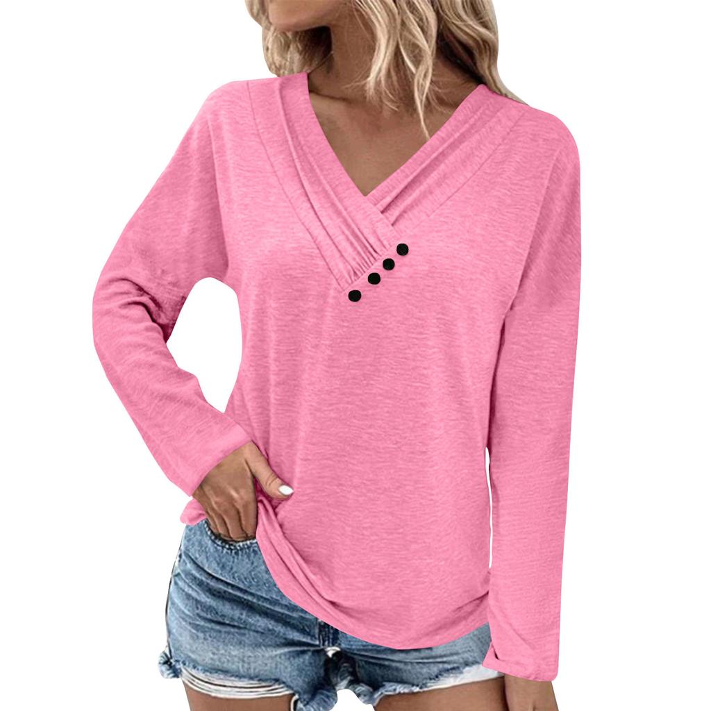 Long Sleeve Blouses For Women Casual V Neck Button Down Shirt Vintage Floral Blouse Tops Loose Fit Fall Shirt Top