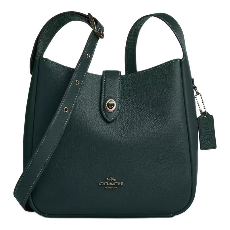 

COACH Hadley 24 Brand Logo Design Leather Shoulder Bag Medium Women s Dark Teal коричневый